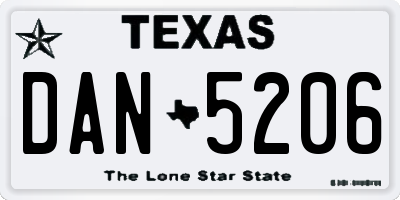 TX license plate DAN5206