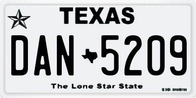 TX license plate DAN5209
