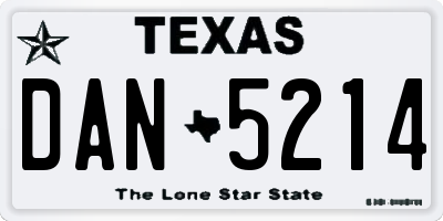 TX license plate DAN5214