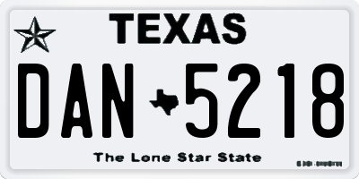 TX license plate DAN5218