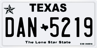 TX license plate DAN5219