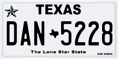 TX license plate DAN5228