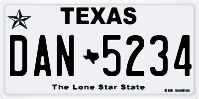 TX license plate DAN5234