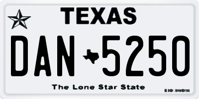 TX license plate DAN5250