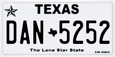TX license plate DAN5252