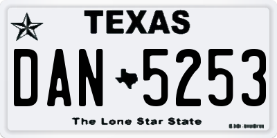 TX license plate DAN5253