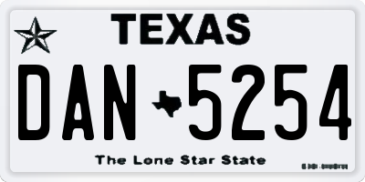 TX license plate DAN5254
