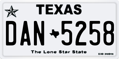 TX license plate DAN5258