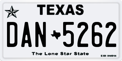 TX license plate DAN5262