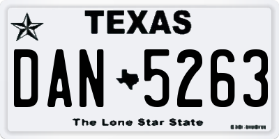 TX license plate DAN5263