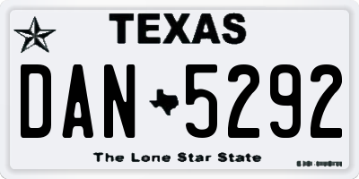 TX license plate DAN5292
