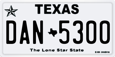 TX license plate DAN5300