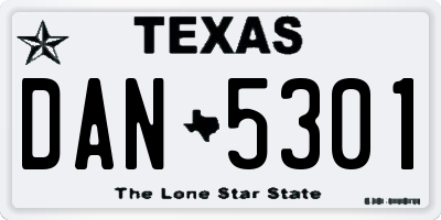 TX license plate DAN5301