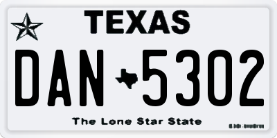 TX license plate DAN5302