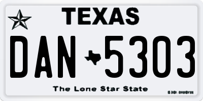 TX license plate DAN5303
