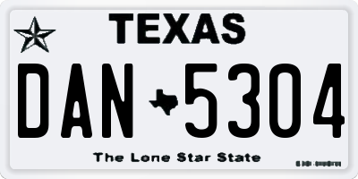 TX license plate DAN5304