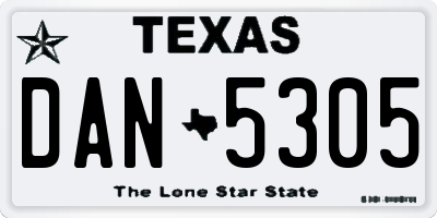 TX license plate DAN5305
