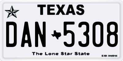 TX license plate DAN5308