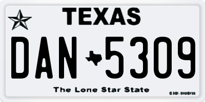 TX license plate DAN5309