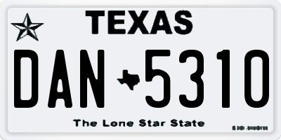 TX license plate DAN5310