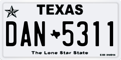 TX license plate DAN5311