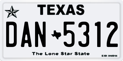 TX license plate DAN5312