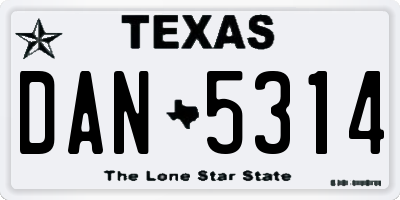 TX license plate DAN5314