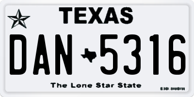 TX license plate DAN5316