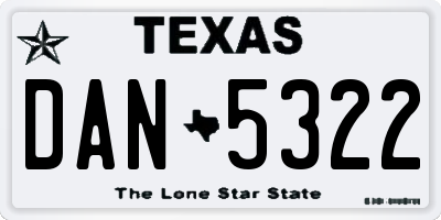 TX license plate DAN5322
