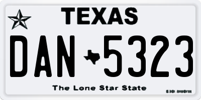 TX license plate DAN5323