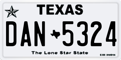 TX license plate DAN5324