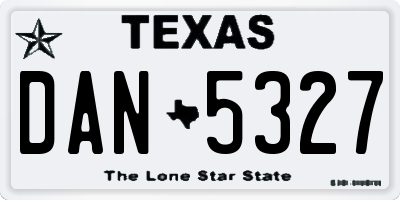TX license plate DAN5327
