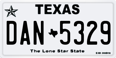 TX license plate DAN5329