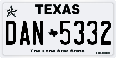 TX license plate DAN5332