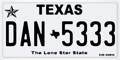 TX license plate DAN5333