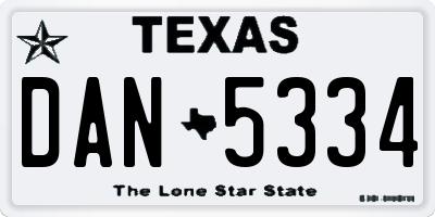 TX license plate DAN5334