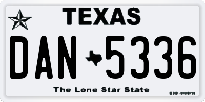 TX license plate DAN5336