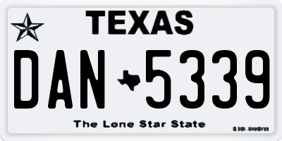 TX license plate DAN5339