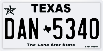 TX license plate DAN5340