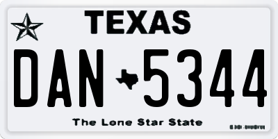 TX license plate DAN5344