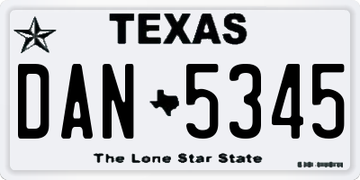 TX license plate DAN5345