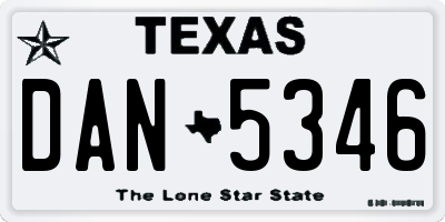 TX license plate DAN5346