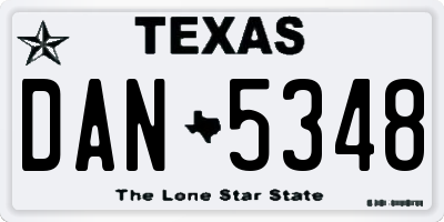 TX license plate DAN5348