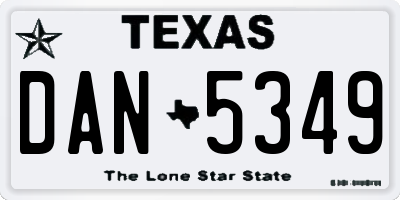 TX license plate DAN5349