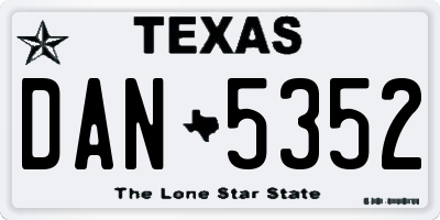 TX license plate DAN5352
