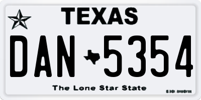 TX license plate DAN5354