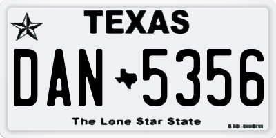 TX license plate DAN5356