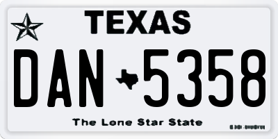 TX license plate DAN5358