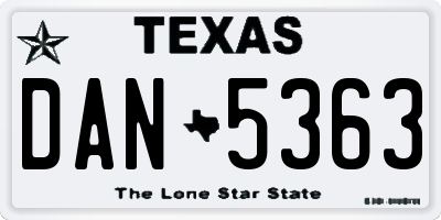 TX license plate DAN5363