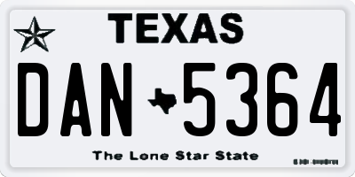 TX license plate DAN5364